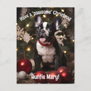 Customizable Festive Furry Duo Postcard