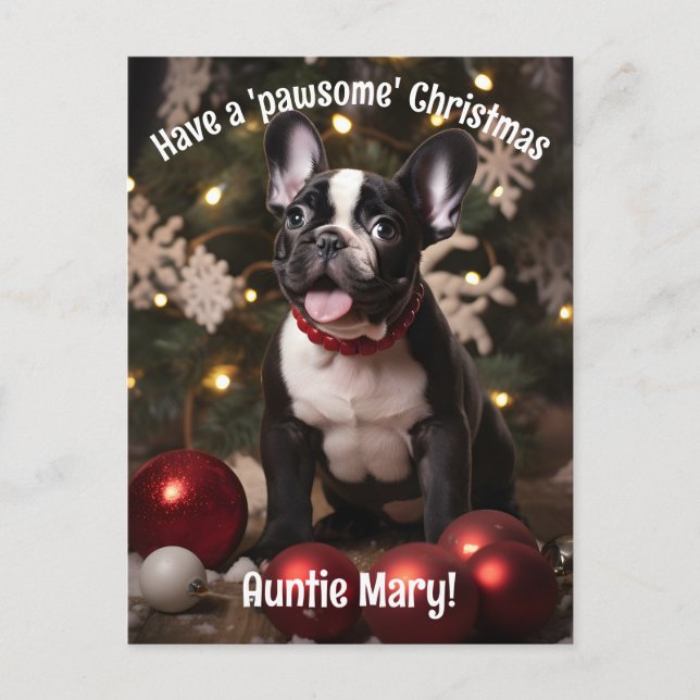  Customizable Festive Furry Duo Postcard (Front)
