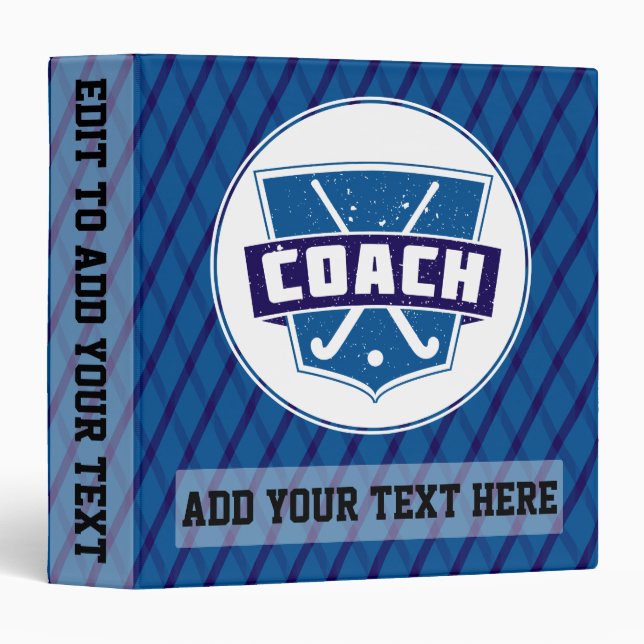 Customizable Field Hockey Coach Vinyl Binder (Front/Spine)