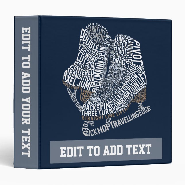 Customizable Figure Skating Ice Dance Word Art 3 Ring Binder (Front/Spine)