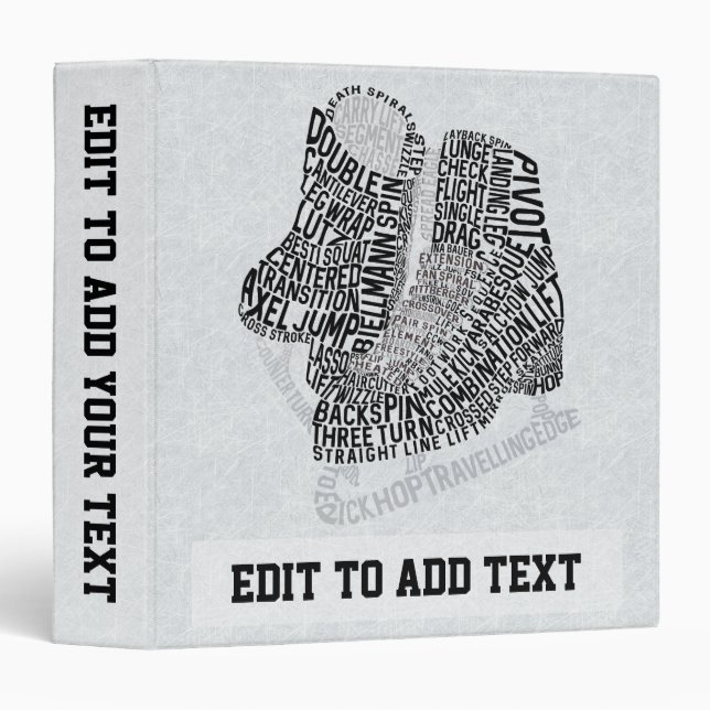 Customizable Figure Skating Ice Dance Wordle 3 Ring Binder (Front/Spine)