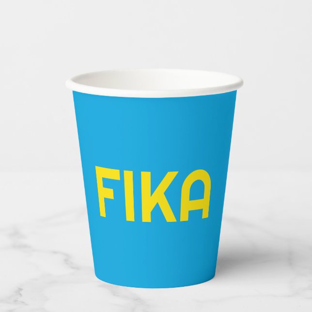 Customizable FIKA Bold Yellow and Blue Paper Cups (Front)