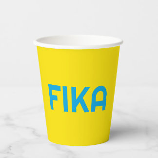 Customizable FIKA Bold Yellow and Blue Paper Cups