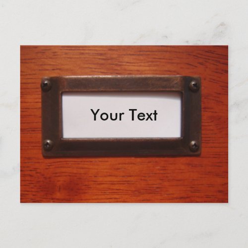 Customizable file cabinet label postcard