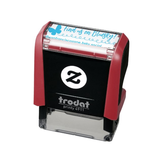 Customizable 'Find us on Social Media' Trodat 4911 Self-inking Stamp (Product)