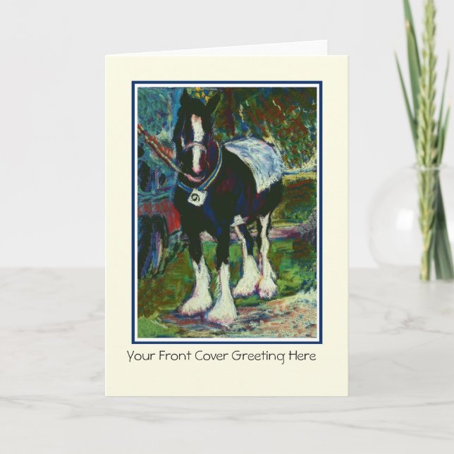 Customizable Fine Art Greeting Card - Shire Horse (Front)
