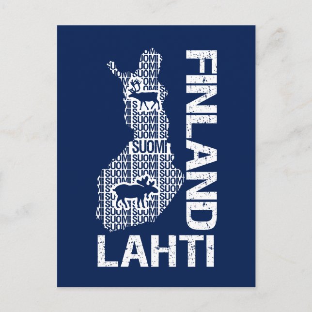 Customizable FINLAND MAP postcard - Lahti (Front)