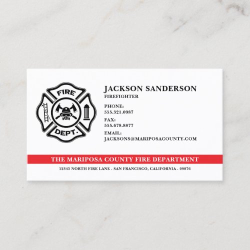 Customizable Fire Department Firefighter Logo Business Card