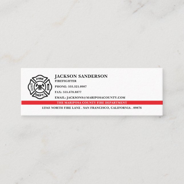 Customizable Fire Department Firefighter Logo Mini Business Card (Front)