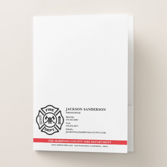 Customizable Fire Department Firefighter Logo Pocket Folder (Front)