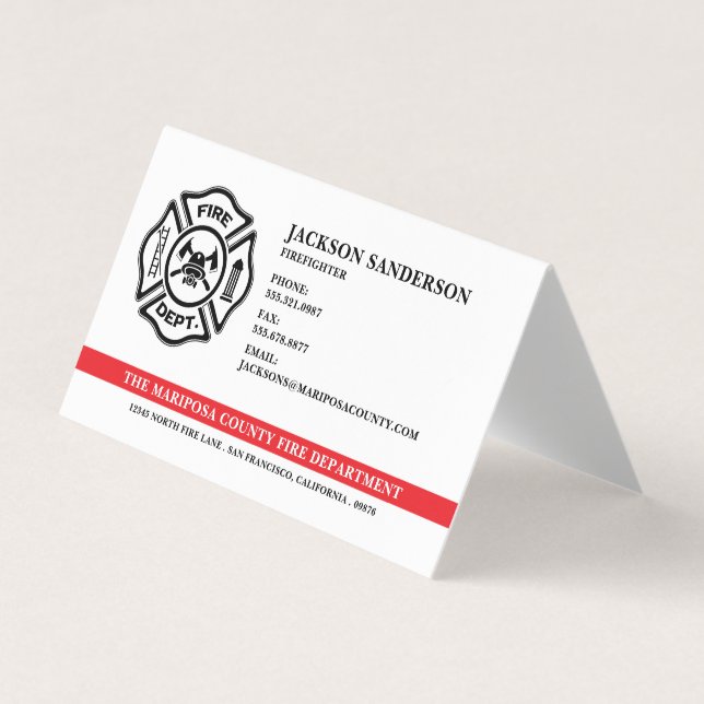 Customizable Fire Department Logo Firefighter Business Card (Front)