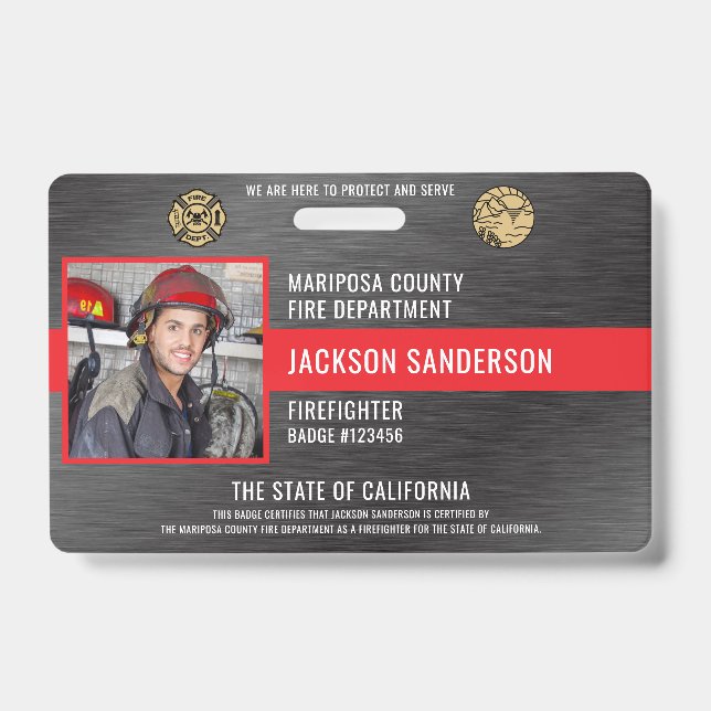 Customizable Firefighter Fire Department Employee Badge (Front)