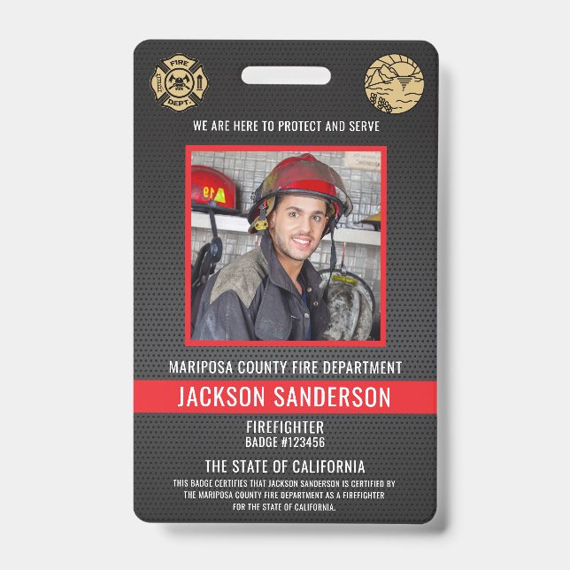 Customizable Firefighter Fire Department Employee Badge (Front)