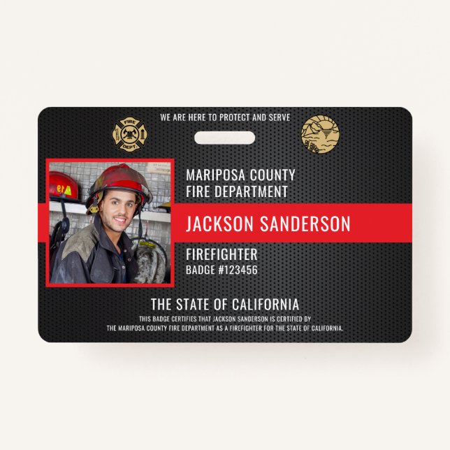 Customizable Firefighter Fire Department Employee Badge (Front)
