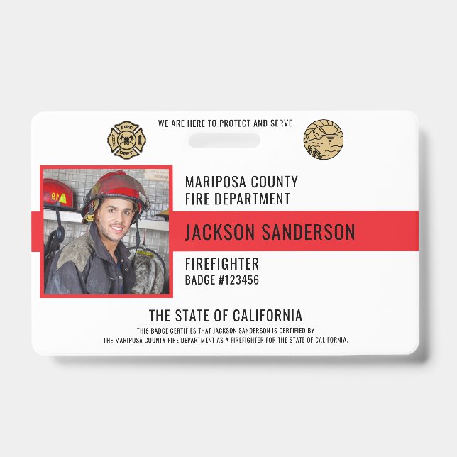 Customizable Firefighter Fire Department Employee Badge (Front)