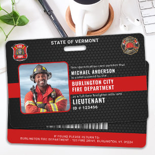 Customizable Firefighter Fire Department Photo ID Badge