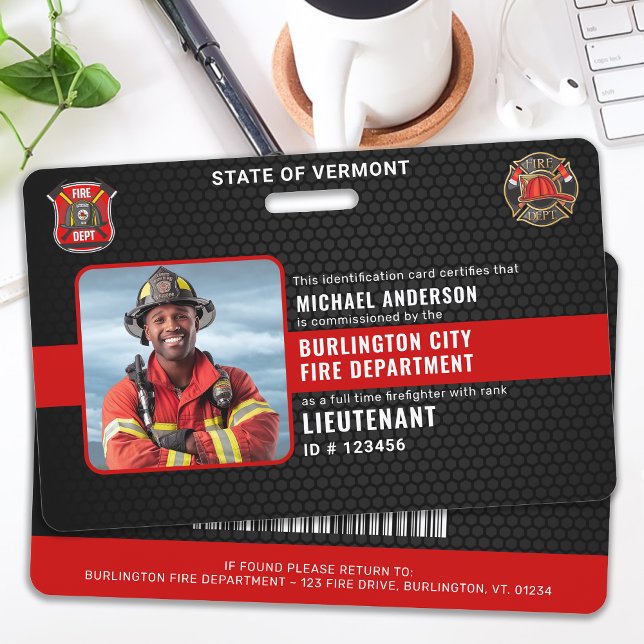 Customizable Firefighter Fire Department Photo ID Badge (Creator Uploaded)