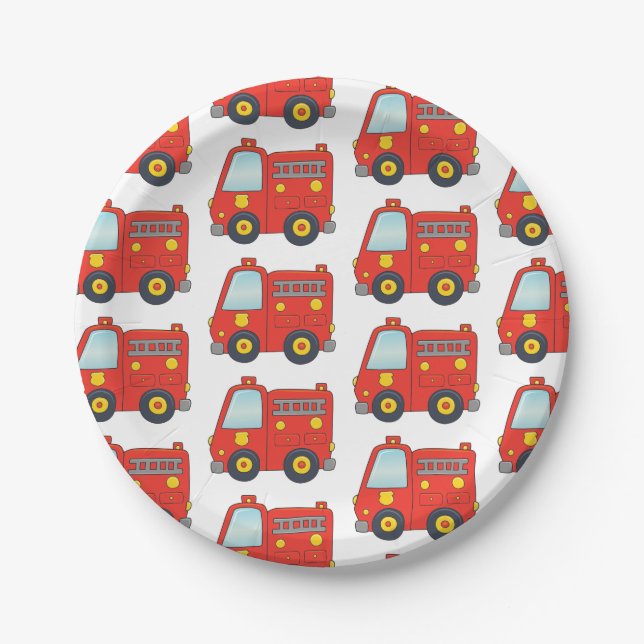 Customizable  Firetruck Paper Plates (Front)