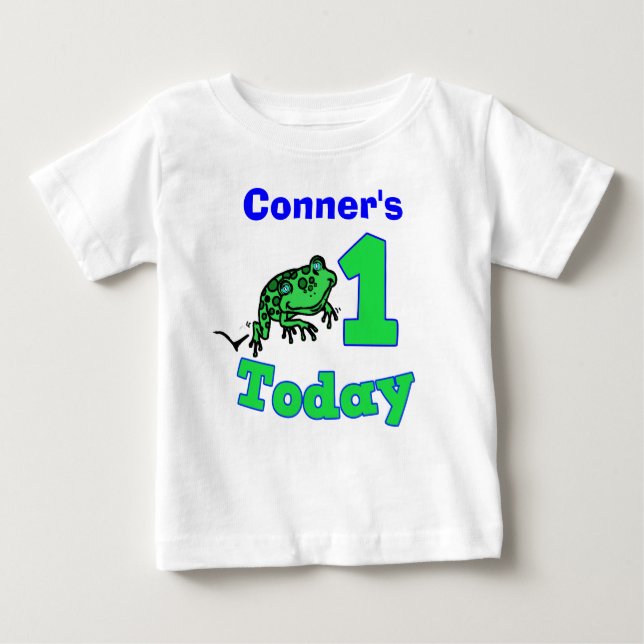 Customizable First Birthday Boy Froggy Shirt (Front)