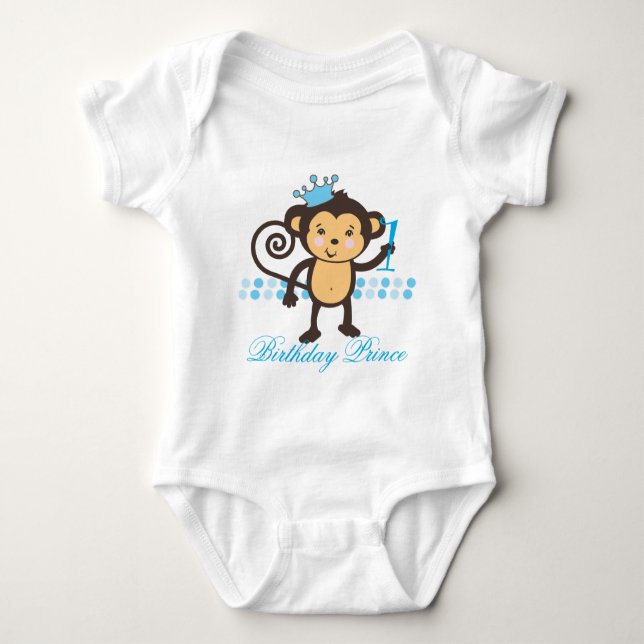 Customizable First Birthday Monkey Prince Shirt (Front)