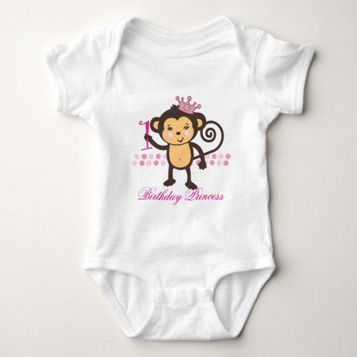 Customizable First Birthday Monkey Princess Shirt