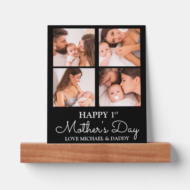 Customizable First Mothers Day Photo Collage Picture Ledge (Front)