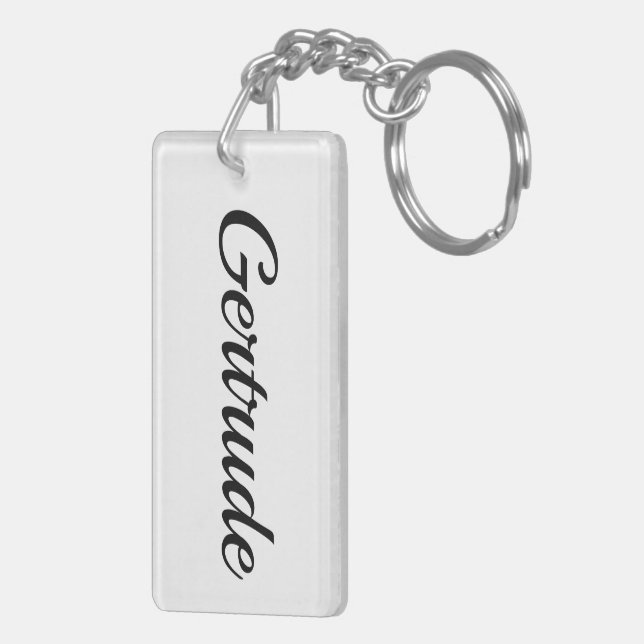 customizable first name Gertrude black white Keychain (Back Right)