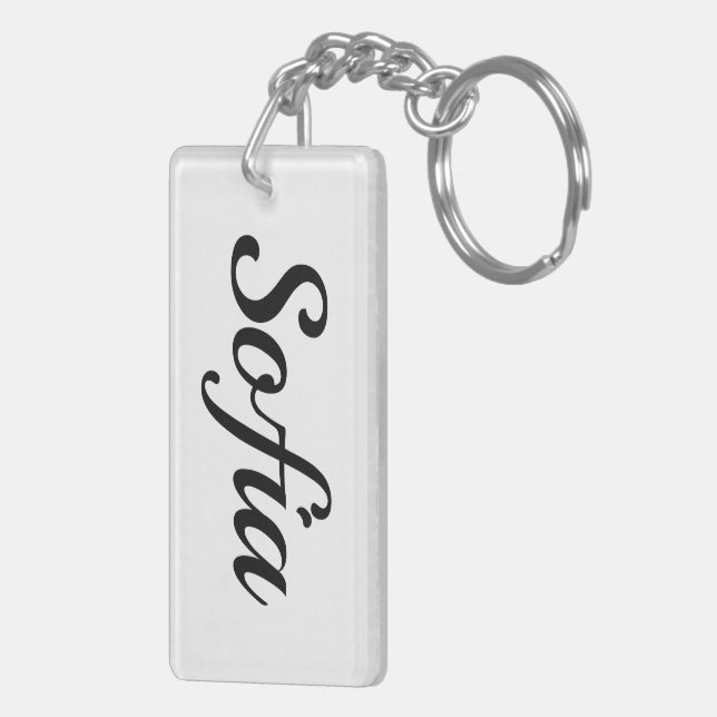 customizable first name Sofia black white Keychain (Back Right)