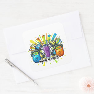 Customizable Fitness Smoothie Celebration Square Sticker
