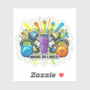 Customizable Fitness Smoothie Celebration Sticker