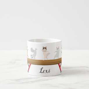 Customizable Five Gymnastics Cats Mini Espresso Cu Cup