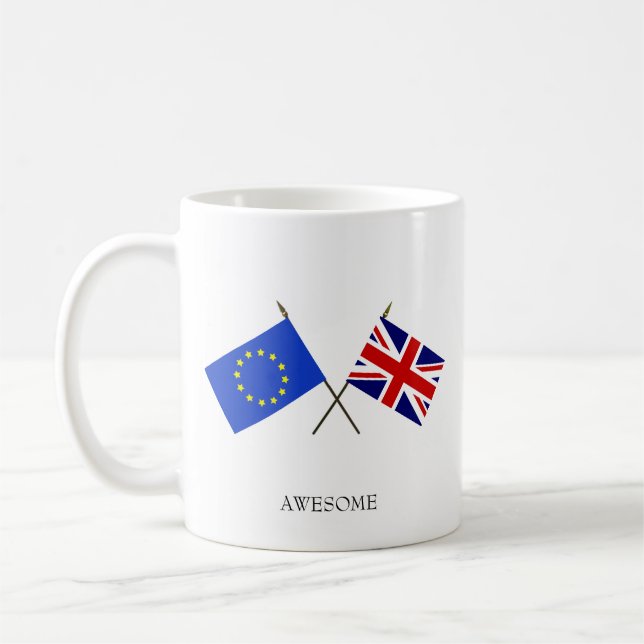 Customizable Flag of Europe & Flag of UK Coffee Mug (Left)