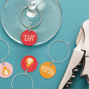 Customizable Flaming Bachelorette Party Wine Charm