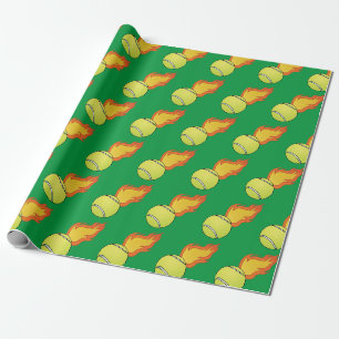 Customizable Flaming Tennis Ball Wrapping Paper