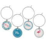 Customizable Flamingo Jungle Pattern *Soft Breeze* Wine Charm