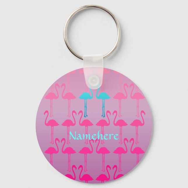 Customizable: Flamingo two Keychain (Front)