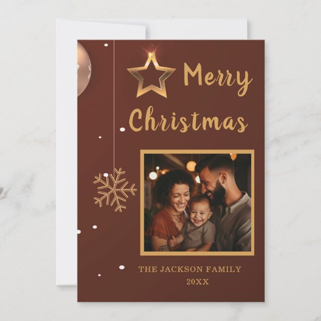 Customizable Flat Merry Christmas Holiday Card (Front)