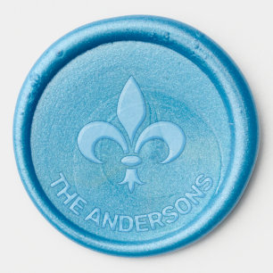Customizable Fleur de Lis & Editable Text Wax Seal Sticker
