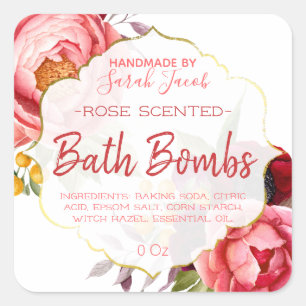 Customizable Floral Bath Bomb Label
