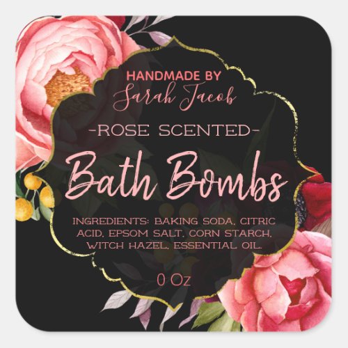 Customizable Floral Bath Bomb Label