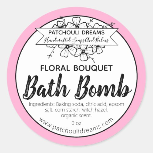 Customizable Floral Bath Bomb Label Handmade