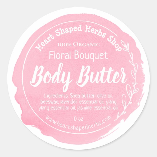 Customizable Floral Body Butter Label Handmade (Front)