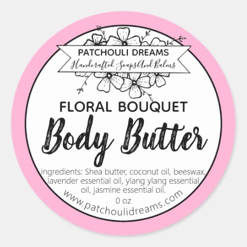 Customizable Floral Body Butter Label Handmade