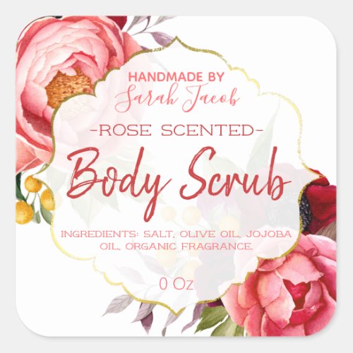 Customizable Floral Body Scrub Label