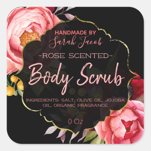 Customizable Floral Body Scrub Label