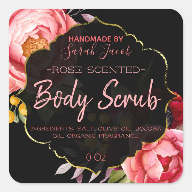 Customizable Floral Body Scrub Label Zazzle