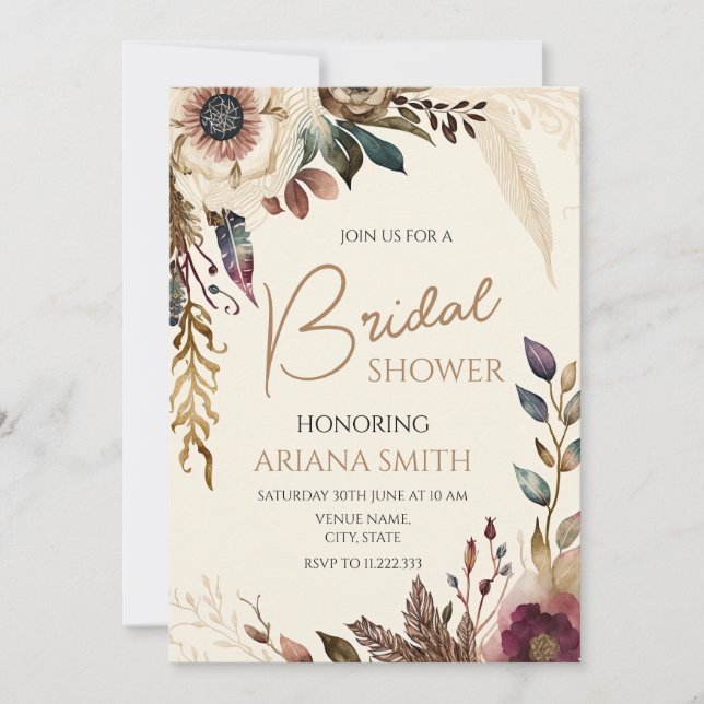Customizable Floral Bridal Shower Card (Front)