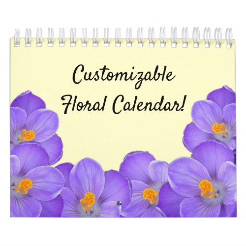 Customizable Floral Calendar with Notes