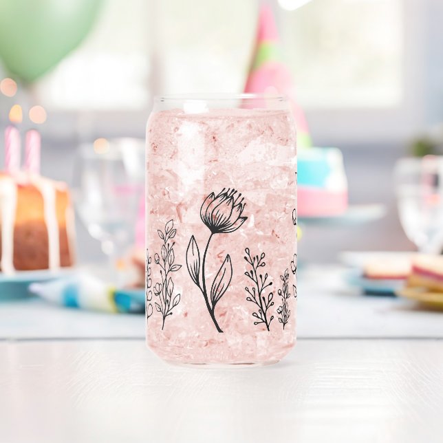 Customizable Floral Can Glass (Insitu (Birthday))