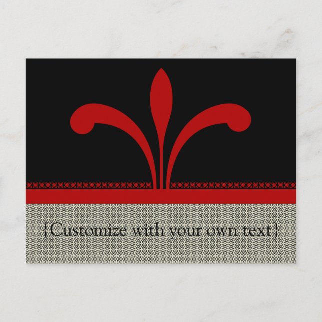 Customizable Floral Chic Postcard, Dark Red Postcard (Front)
